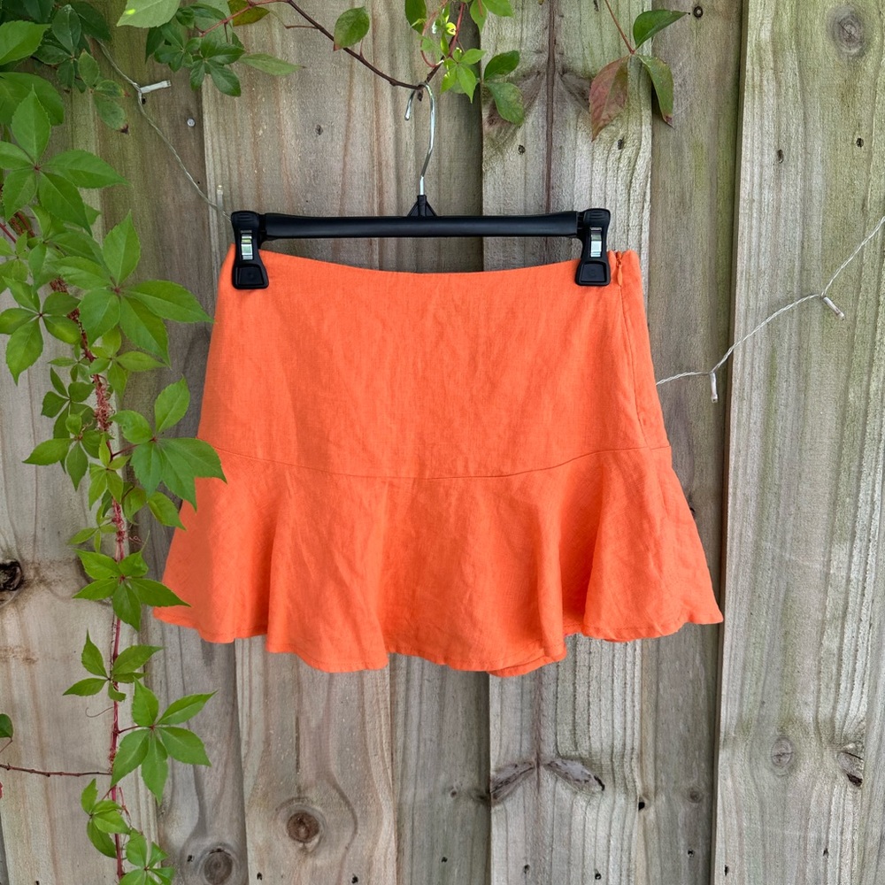 Orange Flared Mini Skirt